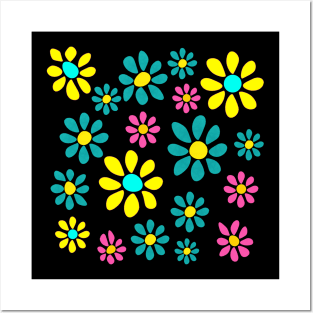 Retro daisy flower pattern Posters and Art